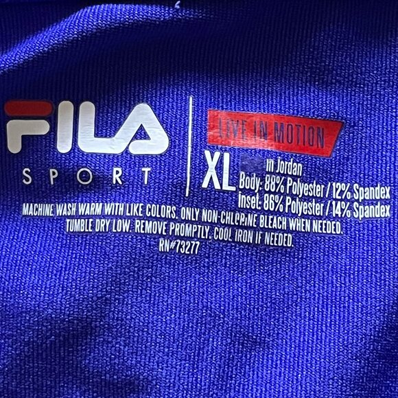Fila Sport Blue Short Sleeve V-Neck Athleisure Yoga Workout Wear T-shirt XL - Picture 4 of 4